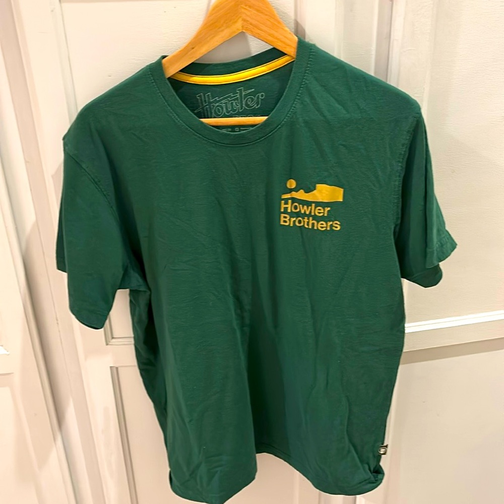 Howler Brothers Forest Green Tee with Yellow Chest Logo